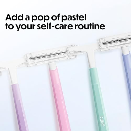 BIC Silky Touch Women's Disposable Razors, With 2 Blades, Pretty Pastel Razor Handles, 10 Count Pack of Shaving Razors