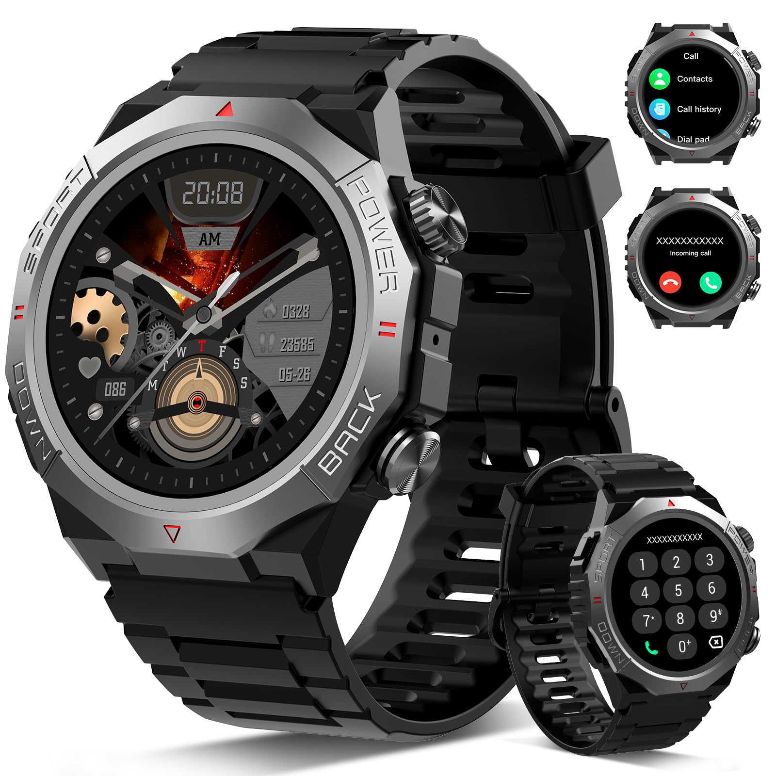 Military Smart Watches for Men(Answer/Make Calls), 1.39"HD Fitness Watch, 24/7 Heart Rate Sleep Monitor, Smart Watch for Men 110+ Sport Modes, 30Day, IP68 Waterproof Smartwatch for Android iOS