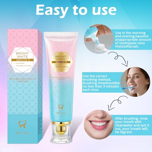 Niacinamide Whitening Toothpaste, Niacinamide Toothpaste Intensive Whitens Teeth, Protects Enamel, Removes Stains & Refreshes Breath, Daily Oral Care at Home Mint Flavor (1)