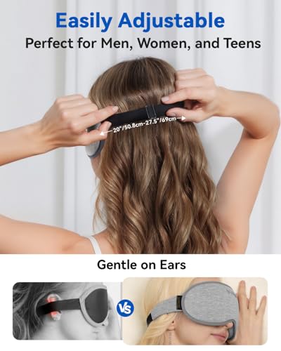 Weighted Eye Mask for Sleeping - 3D Blackout Sleep Mask for Women Men, Zero Eye Pressure, Lash-Friendly, Adjustable Strap, Airplane Travel Essentials for Long Flight & Road Trip, Meditation Mask(Gray)