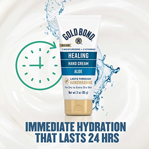 Gold Bond Healing Hand Cream, 3 oz., Gold Bond Hand Cream With Aloe, Moisture That Lasts Through Handwashing