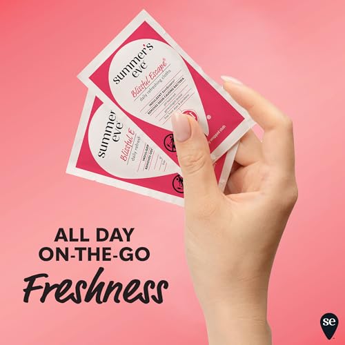 Summer's Eve Blissful Escape Feminine Wipes, Gentle pH-Balanced Formula Helps Control Vaginal Odor, Individually Wrapped Wipes, 12 Count