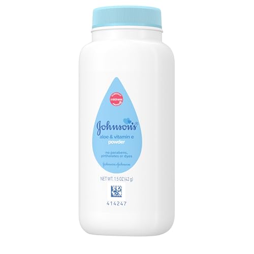 Johnson's Baby Cornstarch Baby Powder with Aloe and Vitamin E for Delicate Skin, Hypoallergenic, No Addded Parabens, and Dyes for Gentle Baby Skin Care, Baby Essentials, 1.5 oz