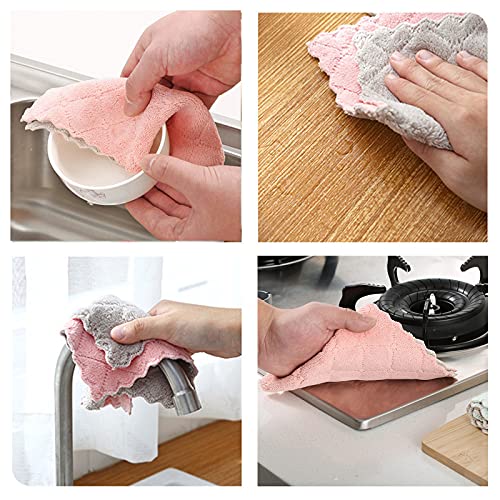 Kitchen Cloth, Microfiber Dish Towels Washcloths, Super Absorbent Coral Velvet Dishtowels, Premium Cleaning Cloths,Non-Stick Oil Quick Dry Dish Towels, Soft Tea Towel, Table Cleaning Cloths. (10)