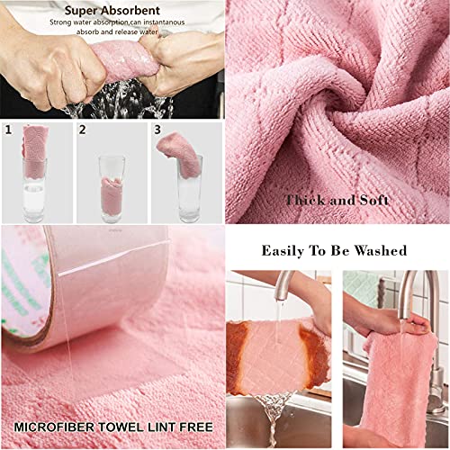 Kitchen Cloth, Microfiber Dish Towels Washcloths, Super Absorbent Coral Velvet Dishtowels, Premium Cleaning Cloths,Non-Stick Oil Quick Dry Dish Towels, Soft Tea Towel, Table Cleaning Cloths. (10)