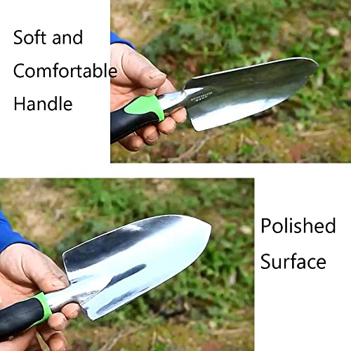 Garden Trowel & Hand Wide Shovel Pointed with Soft Rubberized Non-Slip Ergonomic Handle for Planting, Transplanting, Weeding, Moving and Smoothing Soil - Gardening Gift (Style 1)