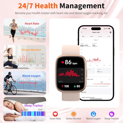 2026 Upgraded Smart Watch Alexa Built-in【1.83" HD Touchscreen】【BT5.3 Call, 100+ Sports Modes & IP68 Waterproof】 Fitness Tracker 24/7 Heart & Sleep Monitor for Android iOS Men Women