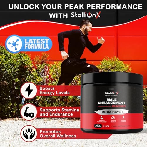 StallionX MAX Male Gummies, Maxed Out with Muira Puama and Fenugreek Plus Ashwagandha and Maca, Pack of 60 Gummies...Stallion X, 30 Servings