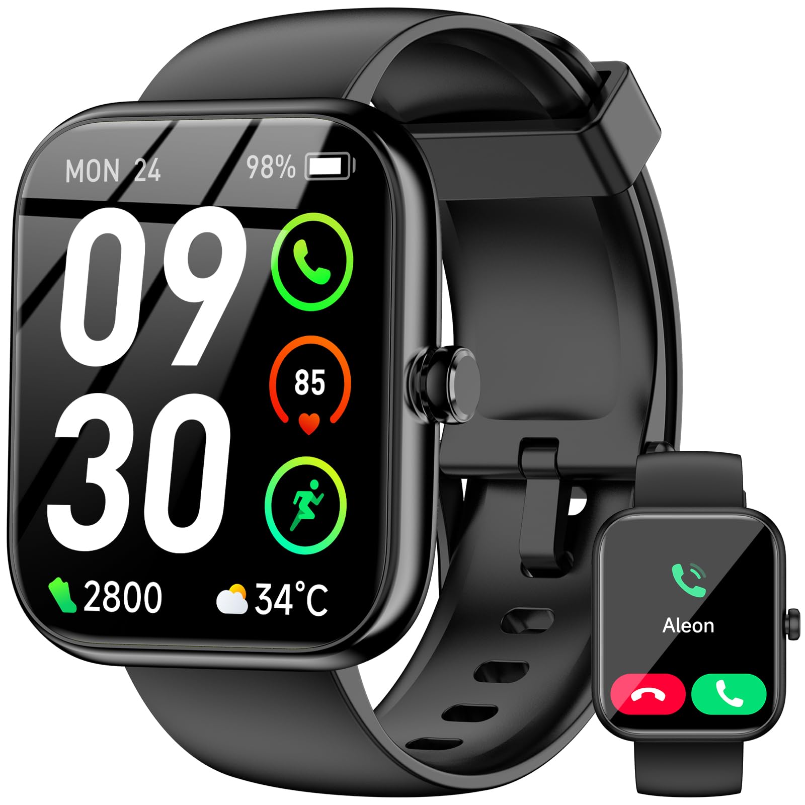 Smart Watch with Alexa Built-in, 1.83" HD Touchscreen Fitness Tracker, Bluetooth Notifications/Calls, IP68 Waterproof, 120+ Sport Modes, 24/7 Heart Rate & Sleep Monitor for iPhone Android iOS (Black)