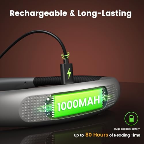 Glocusent Book Light, 3-Color & 6-Brightness Reading Light, Bendable Neck Light, 80-hr Lasting Rechargeable Book Light, Perfect Reading Lights for Books in Bed, Knitting, Repairing, Book Lovers Gifts