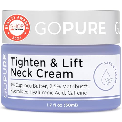 goPure Tighten & Lift Neck & Chest Moisturizer Cream for Visibly Firming, Tightening and Lifting Wrinkles & Crepey Skin, 1.7oz