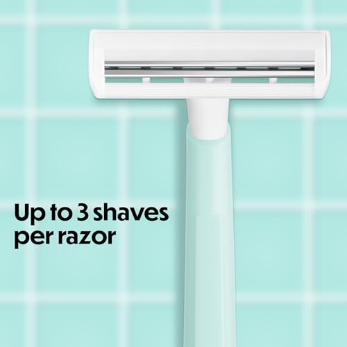 BIC Silky Touch Women's Disposable Razors, With 2 Blades, Pretty Pastel Razor Handles, 10 Count Pack of Shaving Razors