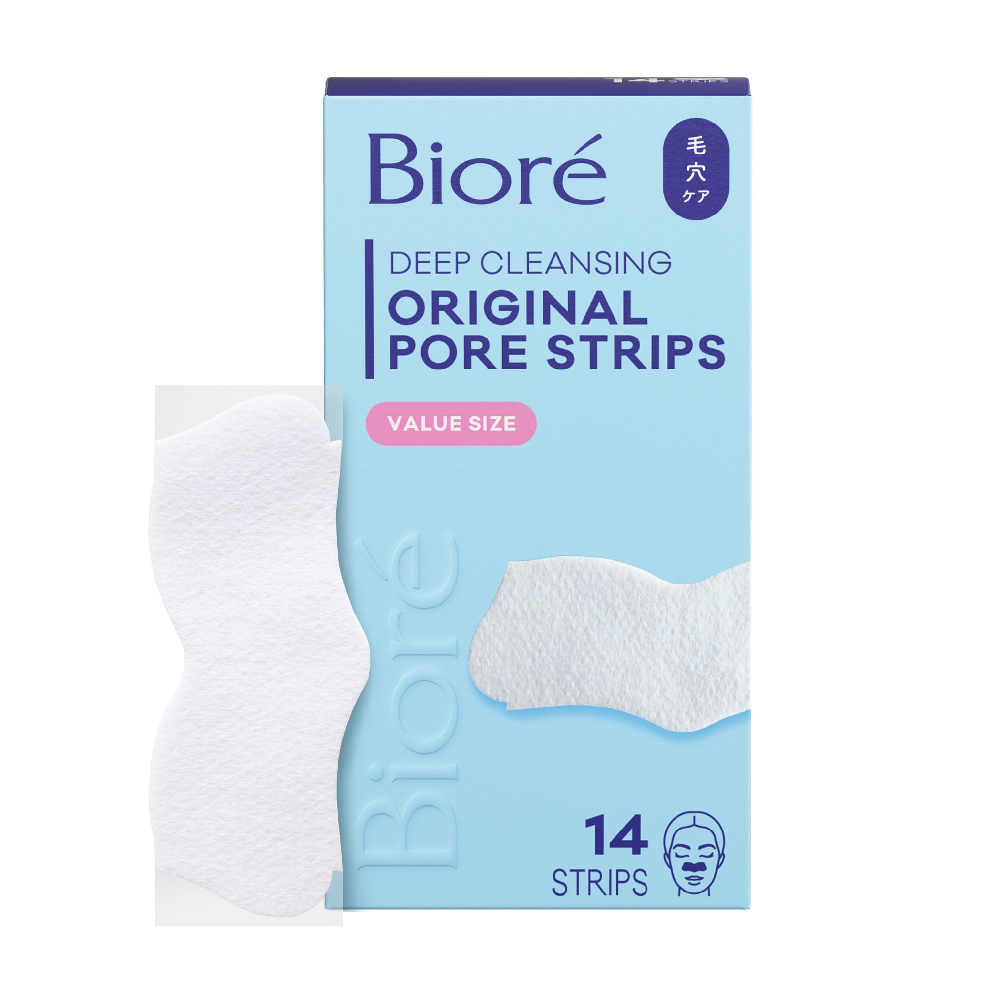 Bioré Original Blackhead Remover Strips, Deep Cleansing Nose Strips With Instant Pore Unclogging, Features C-Bond Technology, Oil-Free, Non-Comedogenic Use, 14 Count