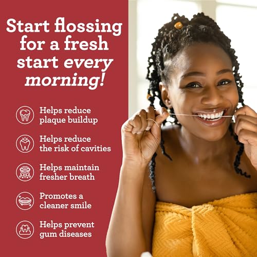 GuruNanda Expandable Waxed Dental Floss for Gentle, Deep Cleaning Wide Teeth Flossing - Cinnamon Flavor - 55 Yards