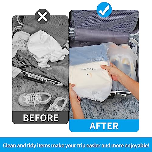 Waterproof Travel Drawstring Shoe Bags for Packing, Storage, Travel Essentials for Men and Women, 15.7 x 11.8 inches, Clear, 5 pieces