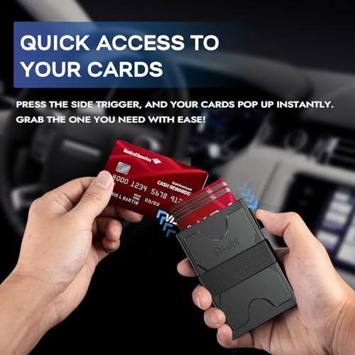 Zitahli Card Holder Wallets for Men - Slim Wallet Holds 6+6 Cards, Metal Card Holder, Minimalist RFID Blocking Wallets with Pop-Up Function, Ultra-Thin, Men's Accessories, Gifts for Him