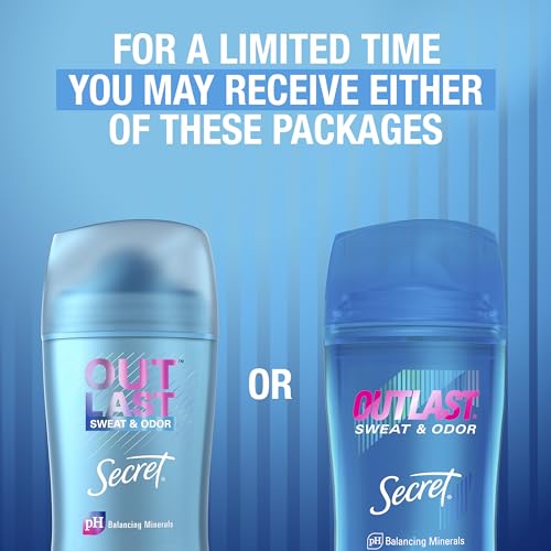Secret Outlast Antiperspirant Deodorant for Women, 72hr Sweat & Odor Protection, PH Balancing Minerals, Invisible Solid, Completely Clean Scent, Travel Size, 0.5 oz