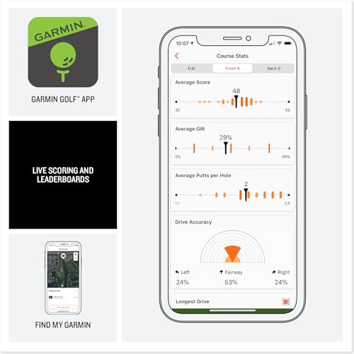 Garmin Approach® S44, Essential Golf GPS Smartwatch, AMOLED Display, On-Course Features, Silver Aluminum Bezel with Black Silicone Band