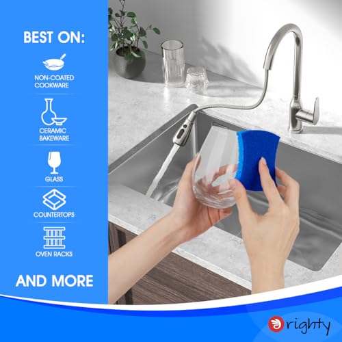 Orighty Non-Scratch Cellulose Scrub Sponges 24 Pack, Kitchen Sponges for Kitchen, Bathroom, and Household, Dual Side Sponge for Dishes, Non-Scratch Sponge Safe on Non-Stick Cookware, Car and More
