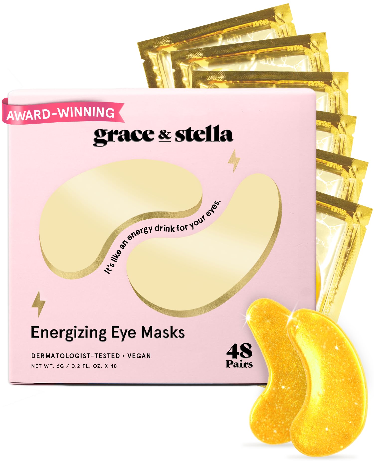 grace & stella Award Winning Under Eye Mask - Birthday Gifts for Women - Gel Eye Patches for Dark Circles, Puffy Eyes, Wrinkles, Undereye Bags - Gifts for Teen Girls - Vegan (48 Pairs, Gold)