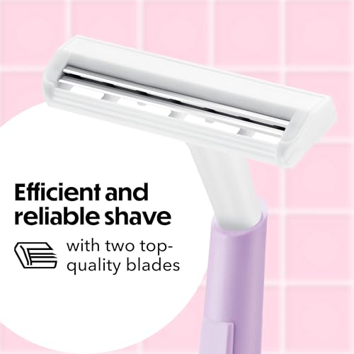 BIC Silky Touch Women's Disposable Razors, With 2 Blades, Pretty Pastel Razor Handles, 10 Count Pack of Shaving Razors