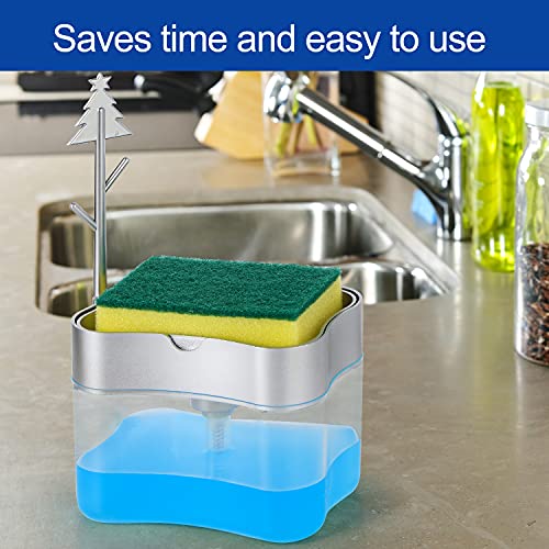 New 2026 Version Soap Dispenser with Added Features - Premium Quality Dish Soap Dispenser - Countertop Kitchen Soap Dispenser, Sink Dish Washing 13 Ounces (Sponge Included)