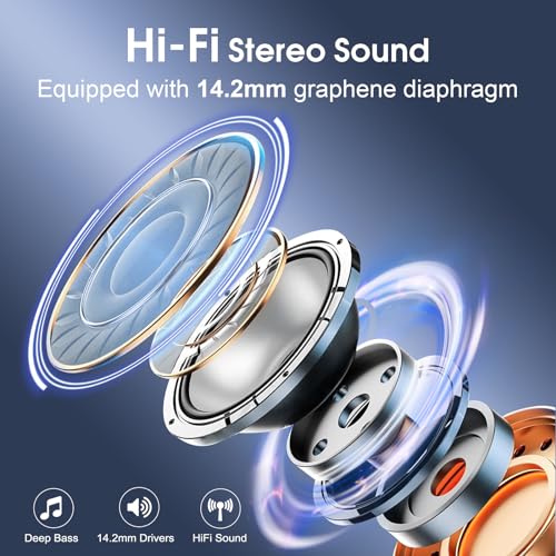 Wireless Earbuds 75hrs Bluetooth 5.4 Headphone Sport, 2026 Bluetooth Earbuds Stereo Deep Bass Over Ear Bud with Earhooks, ENC Noise Cancelling Mic, IPX7 Waterproof Earphone for Gym/Running/Workout