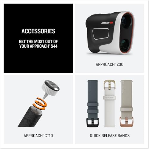 Garmin Approach® S44, Essential Golf GPS Smartwatch, AMOLED Display, On-Course Features, Silver Aluminum Bezel with Black Silicone Band