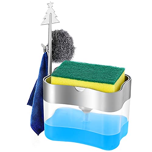 New 2026 Version Soap Dispenser with Added Features - Premium Quality Dish Soap Dispenser - Countertop Kitchen Soap Dispenser, Sink Dish Washing 13 Ounces (Sponge Included)