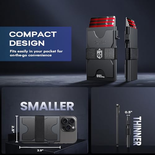 Zitahli Card Holder Wallets for Men - Slim Wallet Holds 6+6 Cards, Metal Card Holder, Minimalist RFID Blocking Wallets with Pop-Up Function, Ultra-Thin, Men's Accessories, Gifts for Him