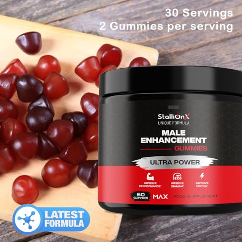 StallionX MAX Male Gummies, Maxed Out with Muira Puama and Fenugreek Plus Ashwagandha and Maca, Pack of 60 Gummies...Stallion X, 30 Servings