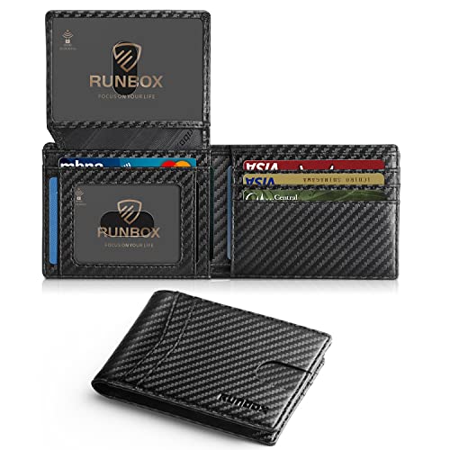 RUNBOX Wallet for Men Slim Rfid Leather 2 ID Window With Gift Box | Slim, Rfid, 2 ID Window, With Gift Box, Slim, Rfid