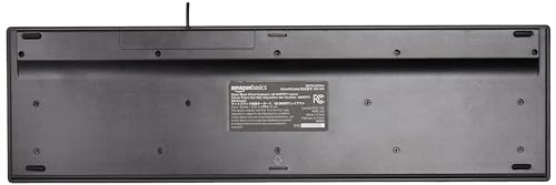 Amazon Basics Wired QWERTY Keyboard, Works with Windows, Plug and Play, Easy to Use with Media Control, Full-Sized, Black