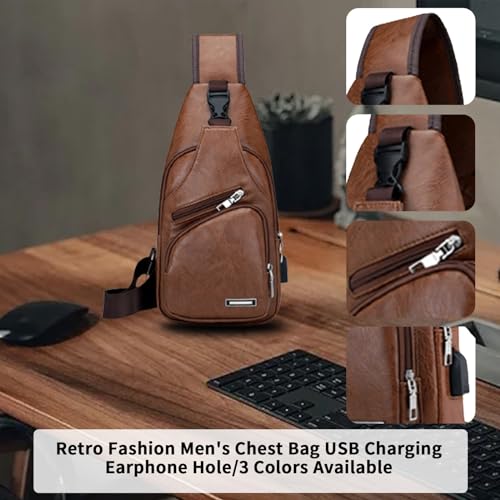 Crossbody Sling Bag for Women & Men, Sling Backpack with Earphone Port, Lightweight Shoulder Chest Bag for Hiking, Travel