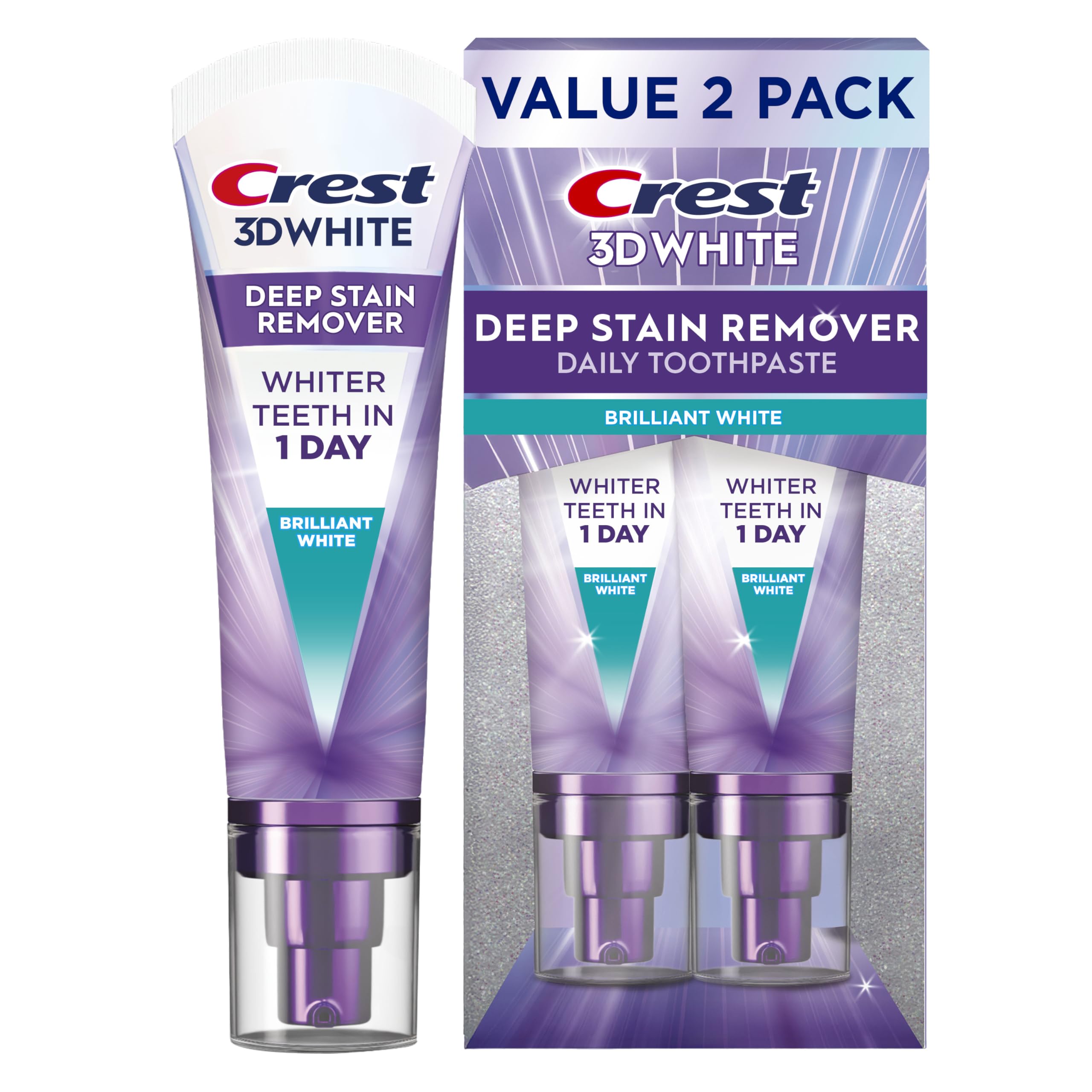 Crest 3DWhite Brilliance Deep Stain Remover Brilliant White Toothpaste - 3.1oz/2pk