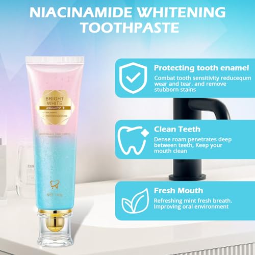 Niacinamide Whitening Toothpaste, Niacinamide Toothpaste Intensive Whitens Teeth, Protects Enamel, Removes Stains & Refreshes Breath, Daily Oral Care at Home Mint Flavor (1)