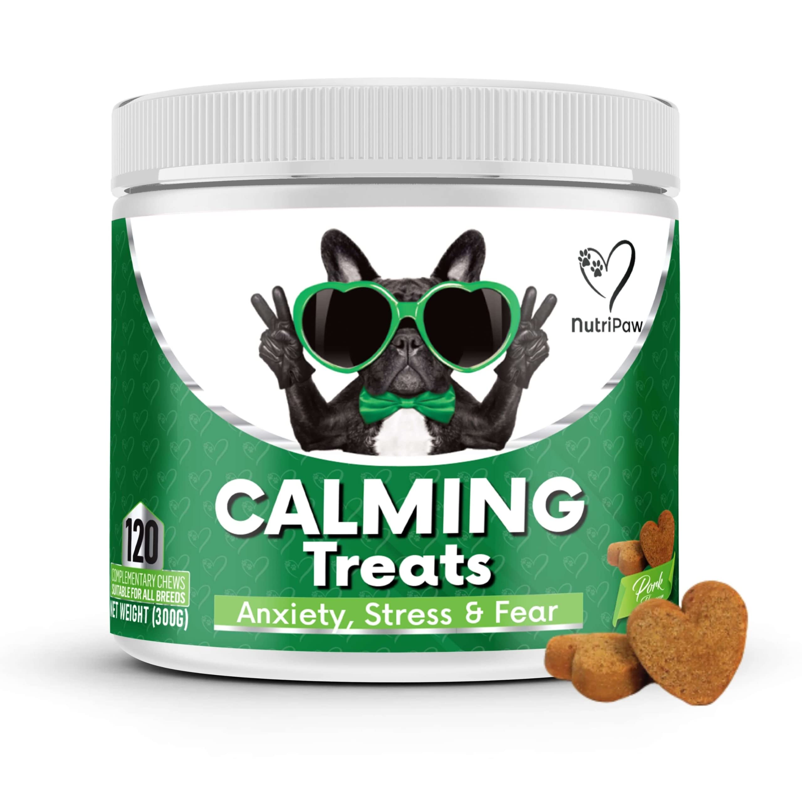 NutriPaw Calming Treats For Dogs - Reduce Stress, Fear, Separation, Barking, Hyperactivity, Reactivity, Aggression, Travel - Calm without Drowsiness dogs