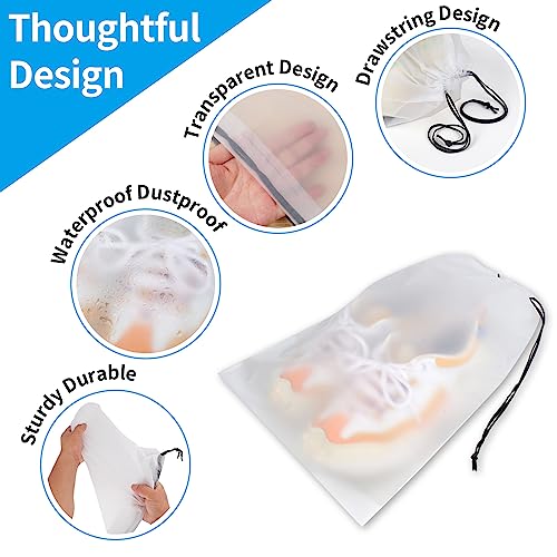 Waterproof Travel Drawstring Shoe Bags for Packing, Storage, Travel Essentials for Men and Women, 15.7 x 11.8 inches, Clear, 5 pieces