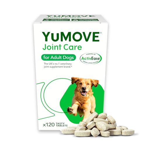 YuMOVE Joint Supplement for Dogs, Higher Strength for Joint Care, Essential Dog Hip and Joint Support for Adult Dogs Aged 6 to 8, 120 Tablets - Eco Friendly and Letter Box Ready Packaging