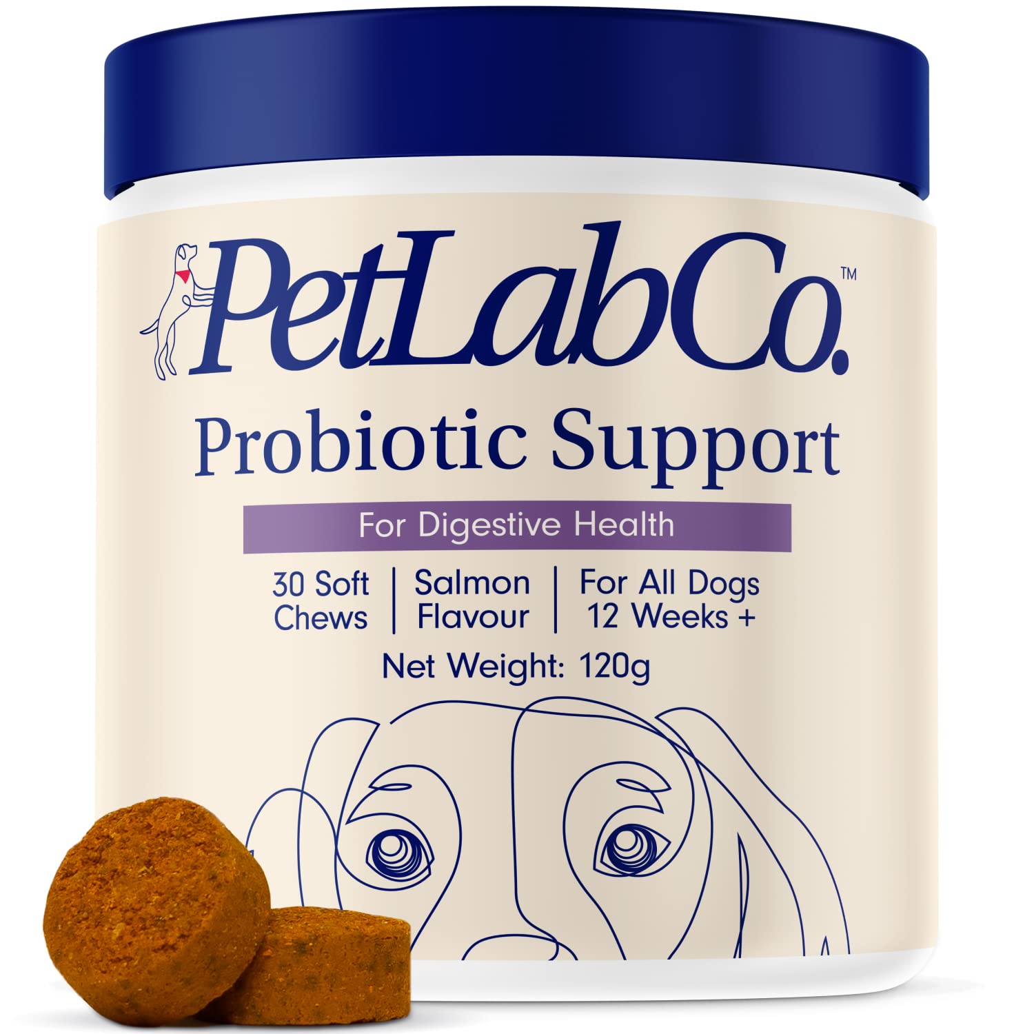 PetLab Co. Probiotics for Dogs, Support Gut Health, Occasional Diarrhea, Digestive Health & Seasonal Allergies - Salmon Flavor - 30 Soft Chews