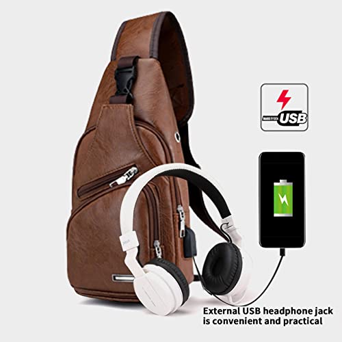 Crossbody Sling Bag with Earphone Hole for Men and Women, Small Shoulder Bag