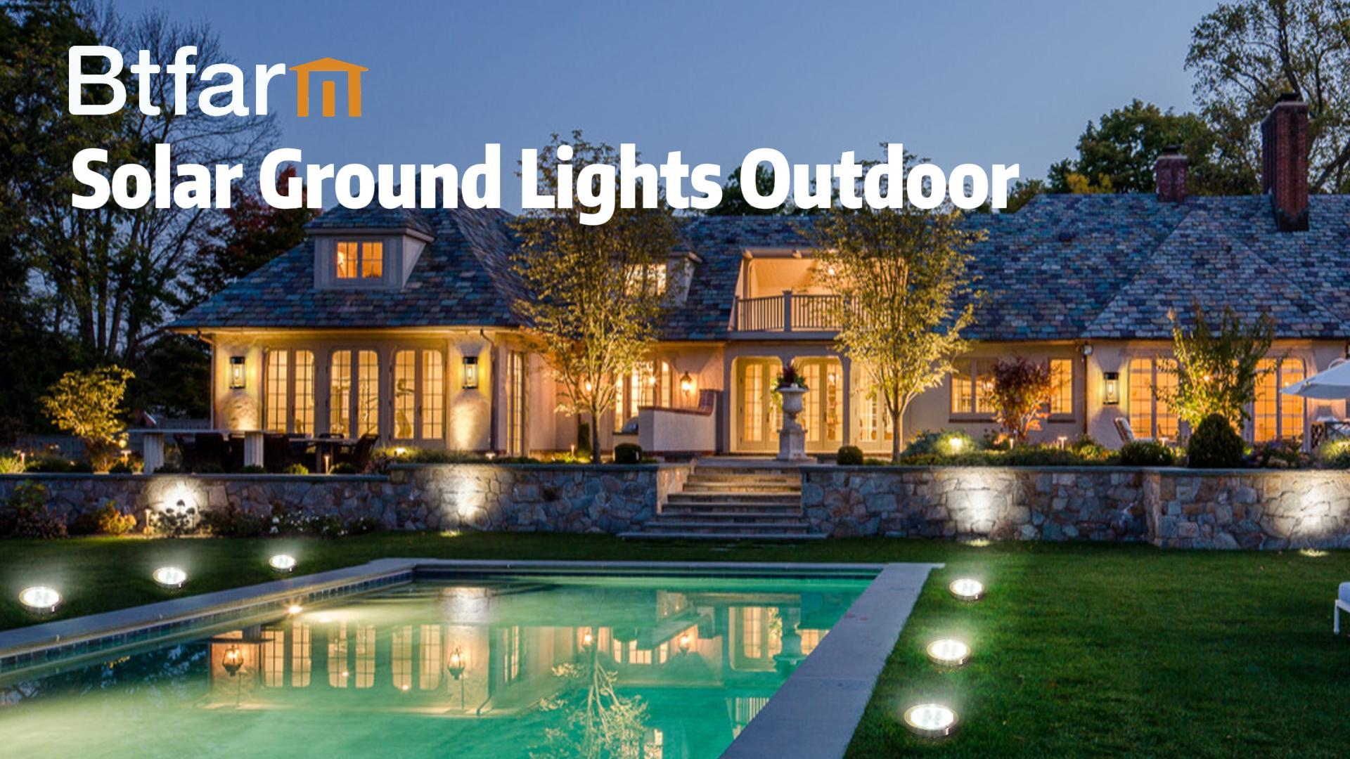 btfarm 2 Pack Solar Lights Outdoor, 8 LED Solar Ground Lights IP65 Waterproof Flat Solar Disc Light, Pathway Lights for Garden Lawn Patio Yard Path Landscape, Cool White