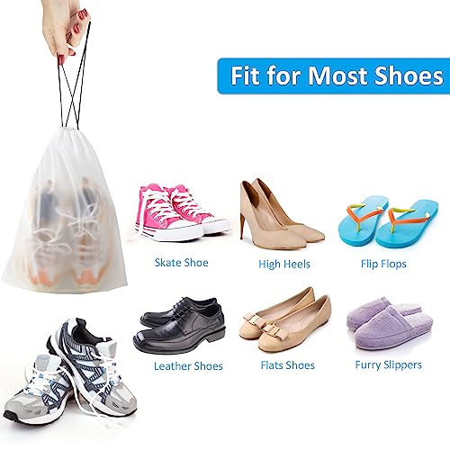 Waterproof Travel Drawstring Shoe Bags for Packing, Storage, Travel Essentials for Men and Women, 15.7 x 11.8 inches, Clear, 5 pieces