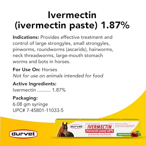 Ivermectin Paste Dewormer - 6.08g dose @ 1.87%-Apple Flavored, 3 Count