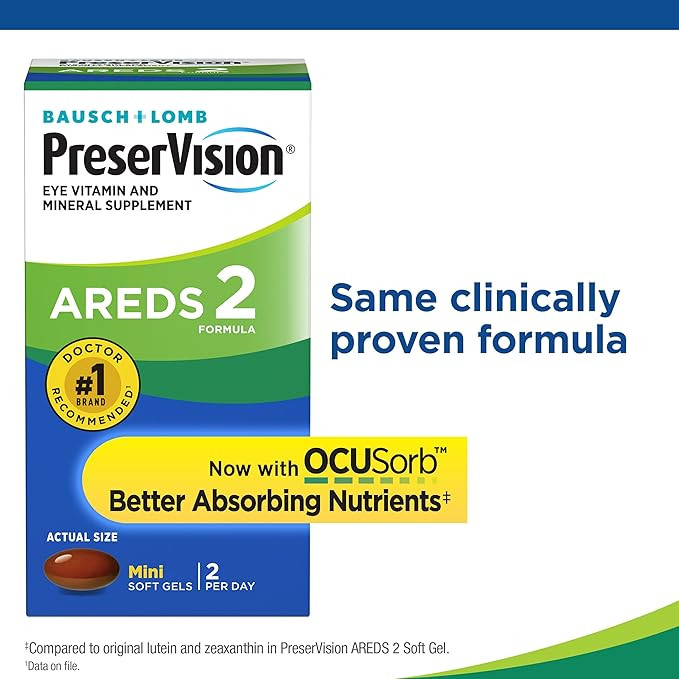 PreserVision AREDS 2 Eye Vitamin & Mineral Supplement, Contains Lutein, Vitamin C and E, Zeaxanthin, Zinc 120 Softgels (Packaging May Vary) (Pack of 2)
