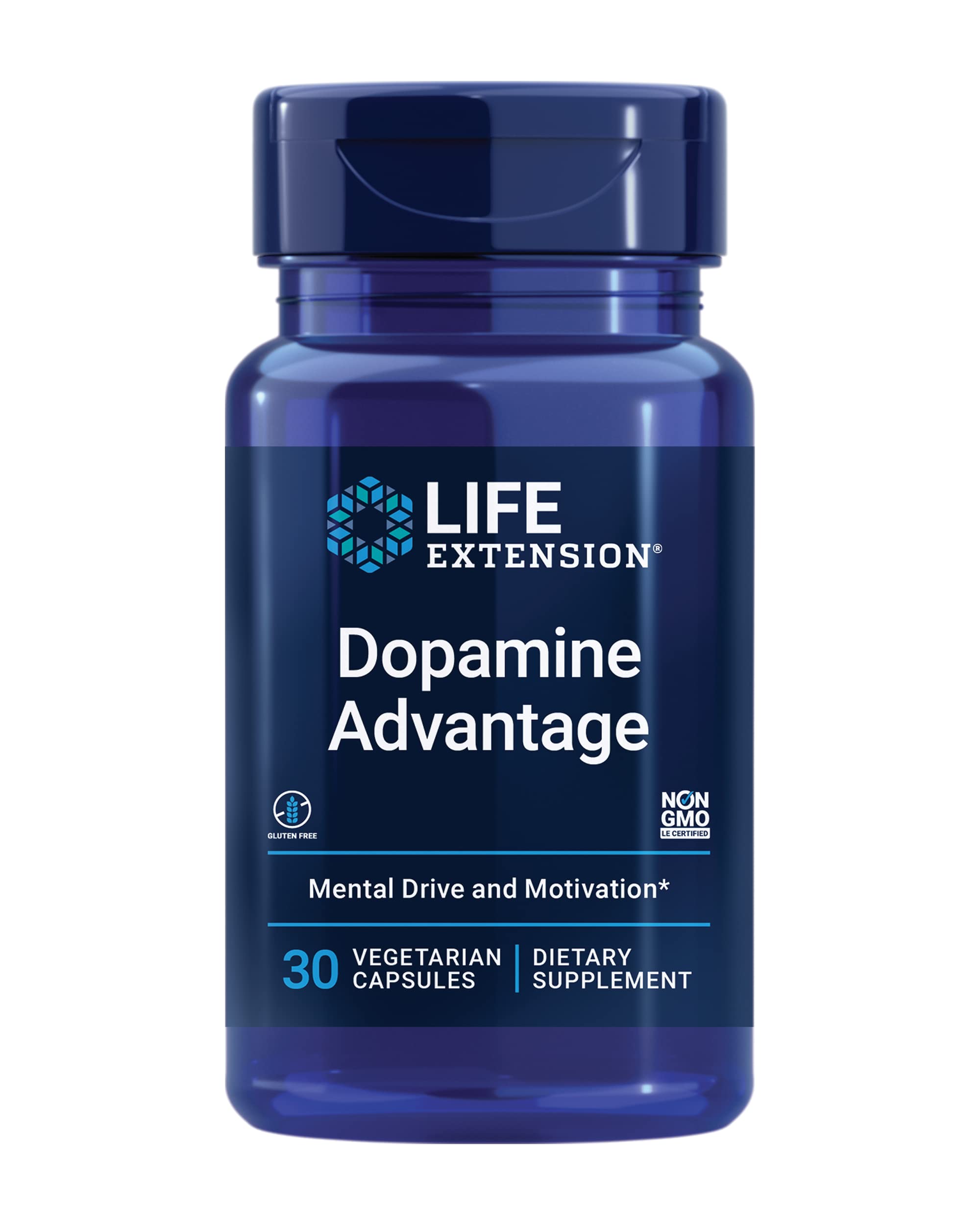 Life Extension Dopamine Advantage, Cognitive Health, Mental Sharpness, Motivation, Vitamin B12, phellodendron bark Powder, Gluten Free, Non-GMO, Vegetarian, 30 Capsules