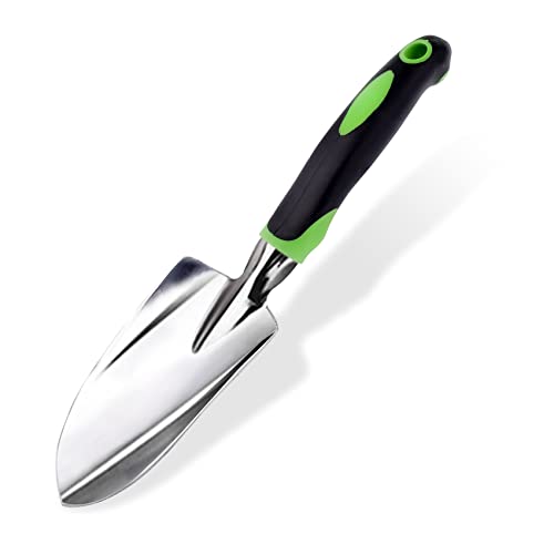 Garden Trowel & Hand Wide Shovel Pointed with Soft Rubberized Non-Slip Ergonomic Handle for Planting, Transplanting, Weeding, Moving and Smoothing Soil - Gardening Gift (Style 1)