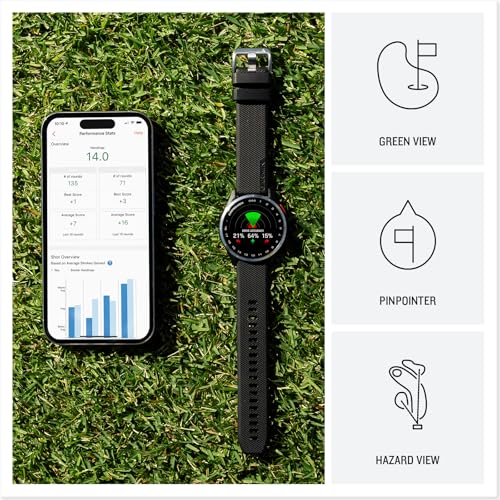 Garmin Approach® S44, Essential Golf GPS Smartwatch, AMOLED Display, On-Course Features, Silver Aluminum Bezel with Black Silicone Band