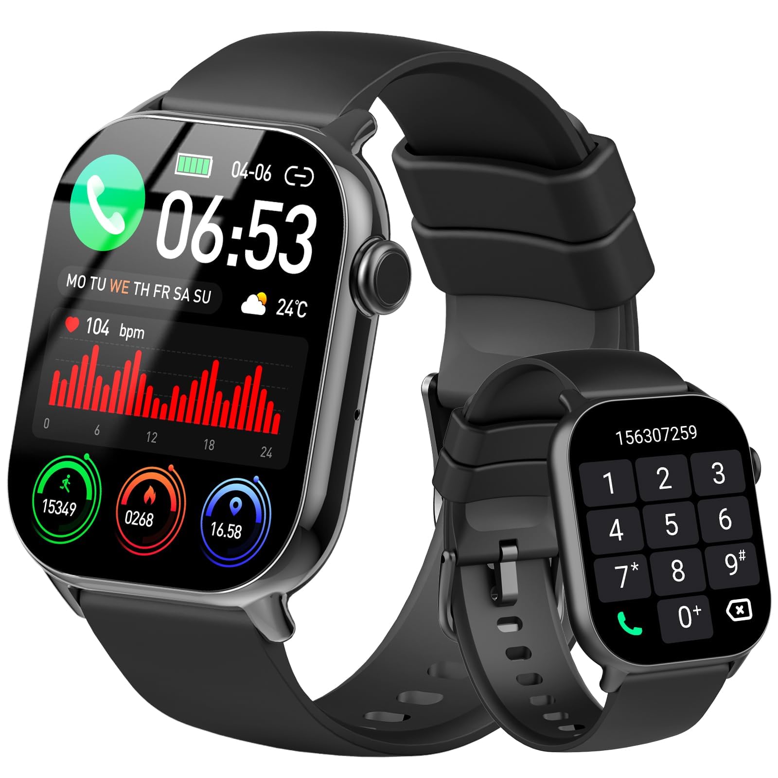 Smart Watch(Answer/Make Call), 1.96" HD Smartwatch for Men Women, 2025 New Fitness Watch with 100+ Sport Modes, Heart Rate/Sleep/SpO2/Calories Monitor, IP68 Waterproof Activity Tracker for Android iOS
