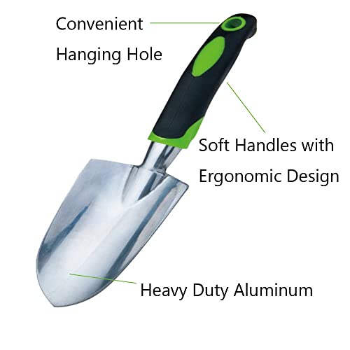 Garden Trowel & Hand Wide Shovel Pointed with Soft Rubberized Non-Slip Ergonomic Handle for Planting, Transplanting, Weeding, Moving and Smoothing Soil - Gardening Gift (Style 1)